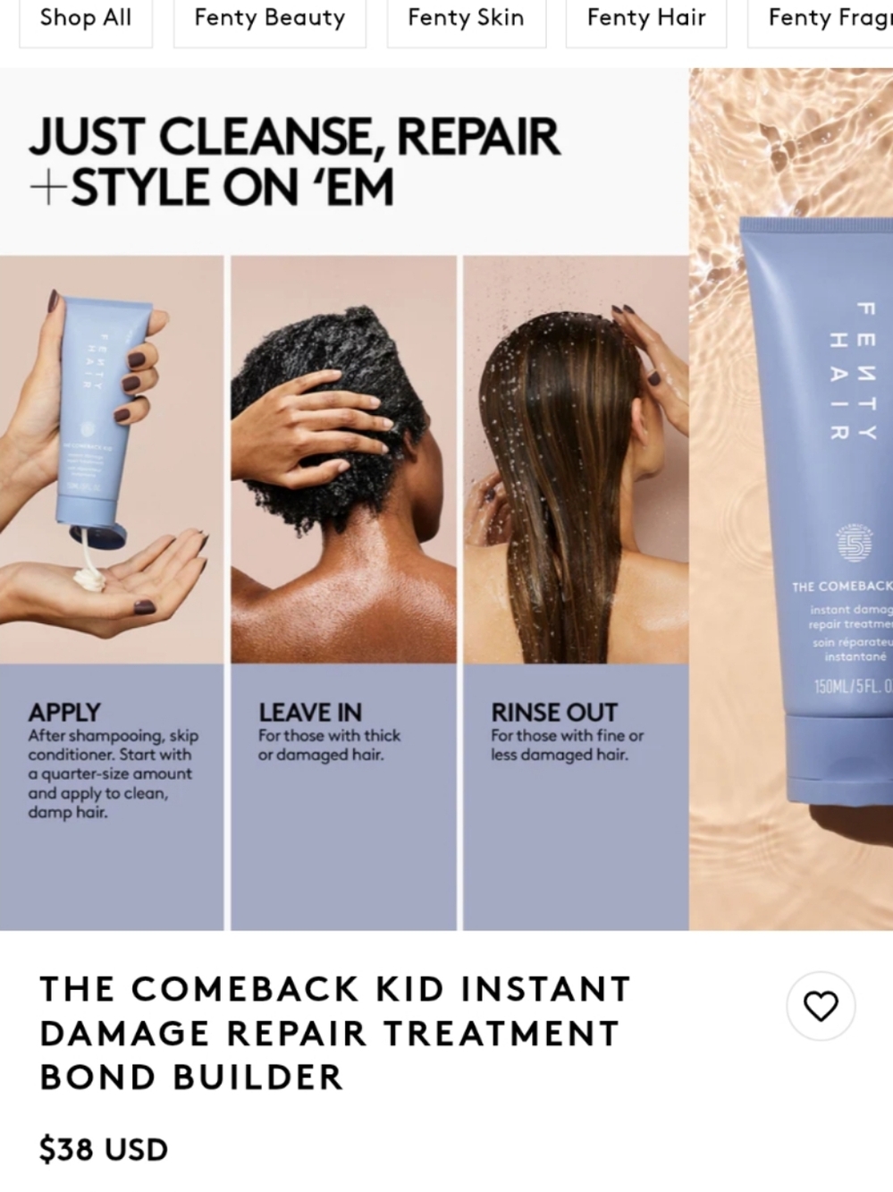 Fenty Hair NWT The Comeback Kid Instant Damage Repair Treatment NIB NEW IN BOX - Picture 6 of 13